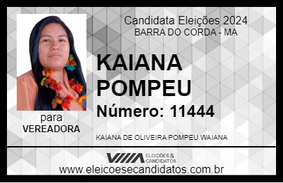 Candidato KAIANA POMPEU 2024 - BARRA DO CORDA - Eleições