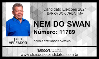 Candidato NEM DO SWAN 2024 - BARRA DO CORDA - Eleições