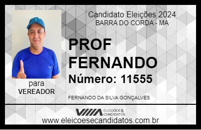 Candidato PROF FERNANDO 2024 - BARRA DO CORDA - Eleições