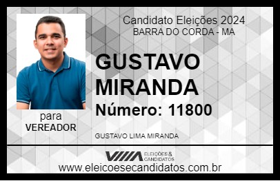 Candidato GUSTAVO MIRANDA 2024 - BARRA DO CORDA - Eleições