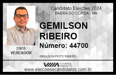 Candidato GEMILSON RIBEIRO 2024 - BARRA DO CORDA - Eleições