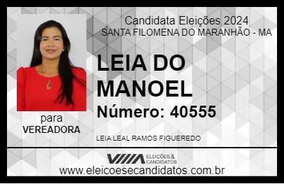 Candidato LEIA DO MANOEL 2024 - SANTA FILOMENA DO MARANHÃO - Eleições