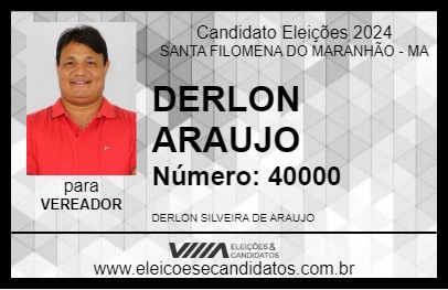 Candidato DERLON ARAUJO 2024 - SANTA FILOMENA DO MARANHÃO - Eleições