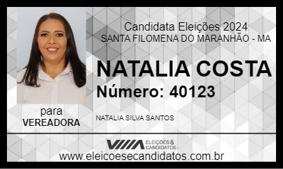 Candidato NATALIA COSTA 2024 - SANTA FILOMENA DO MARANHÃO - Eleições