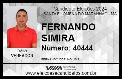 Candidato FERNANDO SIMIRA 2024 - SANTA FILOMENA DO MARANHÃO - Eleições