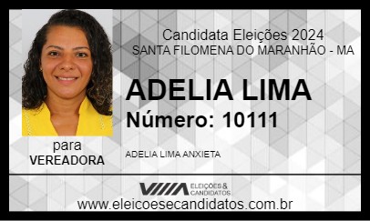 Candidato ADELIA LIMA 2024 - SANTA FILOMENA DO MARANHÃO - Eleições