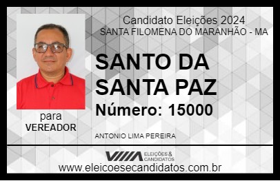 Candidato SANTO DA SANTA PAZ 2024 - SANTA FILOMENA DO MARANHÃO - Eleições