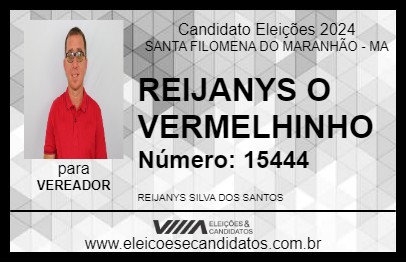 Candidato REIJANYS O VERMELHINHO 2024 - SANTA FILOMENA DO MARANHÃO - Eleições