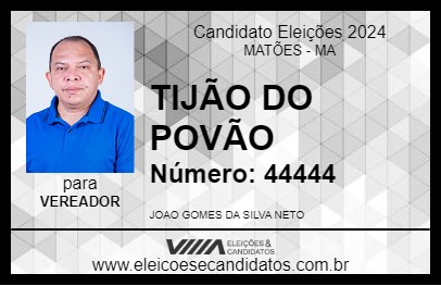 Candidato TIJÃO DO POVÃO 2024 - MATÕES - Eleições