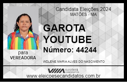 Candidato GAROTA YOUTUBE 2024 - MATÕES - Eleições