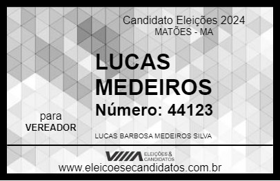 Candidato LUCAS MEDEIROS 2024 - MATÕES - Eleições