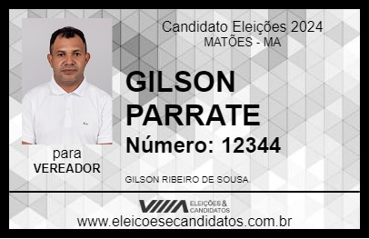 Candidato GILSON PARRATE 2024 - MATÕES - Eleições