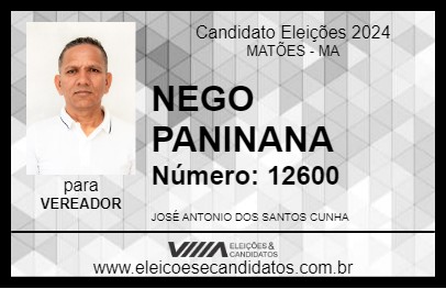 Candidato NEGO PANINANA 2024 - MATÕES - Eleições