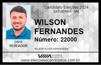 Candidato WILSON FERNANDES 2024 - SATUBINHA - Eleições