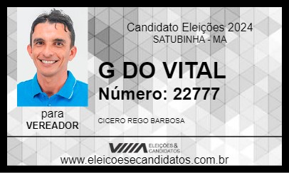 Candidato G DO VITAL 2024 - SATUBINHA - Eleições