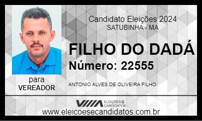 Candidato FILHO DO DADÁ 2024 - SATUBINHA - Eleições