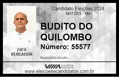 Candidato BUDITO DO QUILOMBO 2024 - MATÕES - Eleições