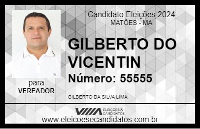 Candidato GILBERTO DO VICENTIN 2024 - MATÕES - Eleições