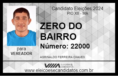 Candidato ZERO DO BAIRRO 2024 - PIO XII - Eleições