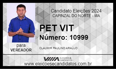 Candidato PET VIT 2024 - CAPINZAL DO NORTE - Eleições