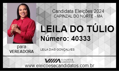 Candidato LEILA DO TÚLIO 2024 - CAPINZAL DO NORTE - Eleições