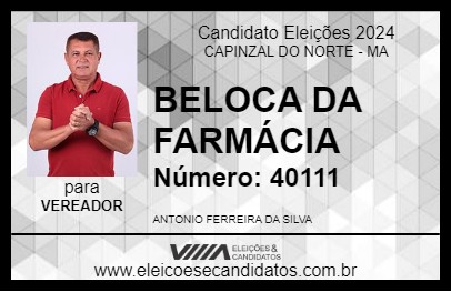 Candidato BELOCA DA FARMÁCIA 2024 - CAPINZAL DO NORTE - Eleições