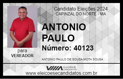 Candidato ANTONIO PAULO 2024 - CAPINZAL DO NORTE - Eleições