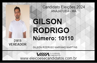 Candidato GILSON RODRIGO 2024 - ANAJATUBA - Eleições