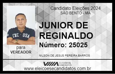 Candidato JUNIOR DE REGINALDO 2024 - SÃO BENTO - Eleições