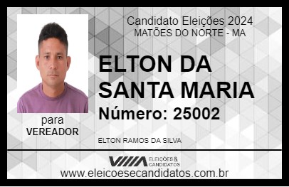 Candidato ELTON DA SANTA MARIA 2024 - MATÕES DO NORTE - Eleições