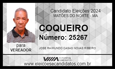 Candidato COQUEIRO 2024 - MATÕES DO NORTE - Eleições