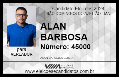 Candidato ALAN BARBOSA 2024 - SÃO DOMINGOS DO AZEITÃO - Eleições