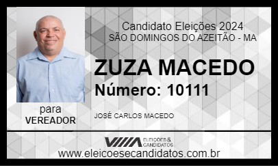 Candidato ZUZA MACEDO 2024 - SÃO DOMINGOS DO AZEITÃO - Eleições