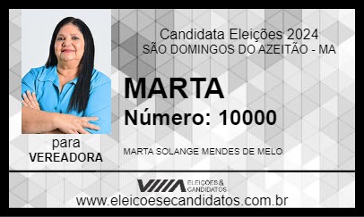 Candidato MARTA 2024 - SÃO DOMINGOS DO AZEITÃO - Eleições