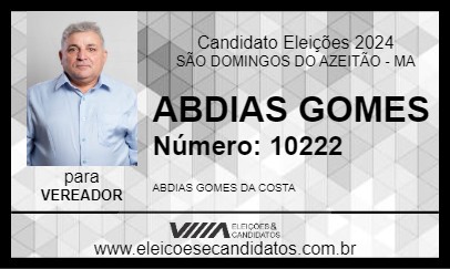 Candidato ABDIAS GOMES 2024 - SÃO DOMINGOS DO AZEITÃO - Eleições