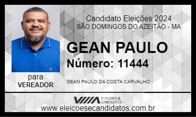 Candidato GEAN PAULO 2024 - SÃO DOMINGOS DO AZEITÃO - Eleições