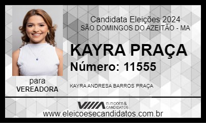 Candidato KAYRA PRAÇA 2024 - SÃO DOMINGOS DO AZEITÃO - Eleições