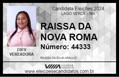 Candidato RAISSA DA NOVA ROMA 2024 - LAGO VERDE - Eleições