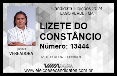 Candidato LIZETE DO CONSTÂNCIO 2024 - LAGO VERDE - Eleições