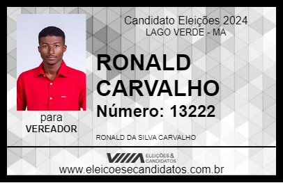 Candidato RONALD CARVALHO 2024 - LAGO VERDE - Eleições