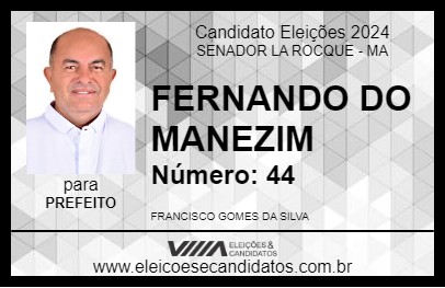 Candidato FERNANDO DO MANEZIM 2024 - SENADOR LA ROCQUE - Eleições