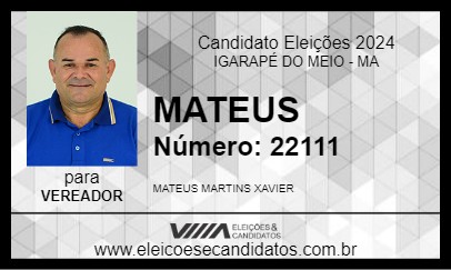 Candidato MATEUS 2024 - IGARAPÉ DO MEIO - Eleições