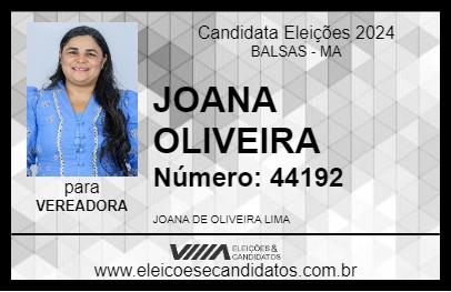 Candidato JOANA OLIVEIRA 2024 - BALSAS - Eleições