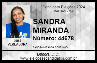 Candidato SANDRA MIRANDA 2024 - BALSAS - Eleições