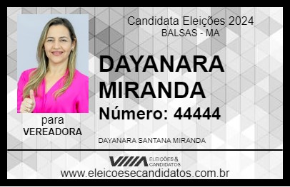 Candidato DAYANARA MIRANDA 2024 - BALSAS - Eleições