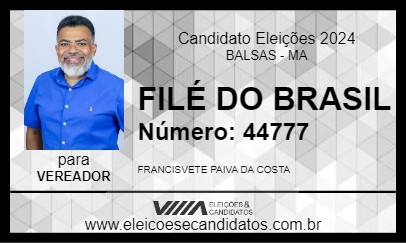 Candidato FILÉ DO BRASIL 2024 - BALSAS - Eleições