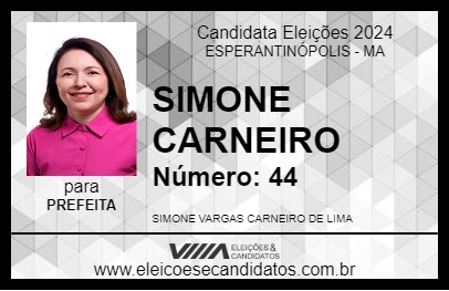 Candidato SIMONE CARNEIRO 2024 - ESPERANTINÓPOLIS - Eleições