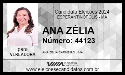 Candidato ANA ZÉLIA 2024 - ESPERANTINÓPOLIS - Eleições