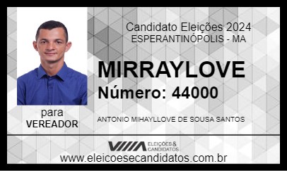 Candidato MIRRAYLOVE 2024 - ESPERANTINÓPOLIS - Eleições