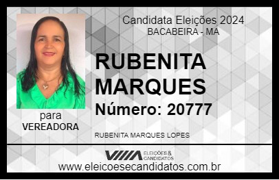 Candidato RUBENITA MARQUES 2024 - BACABEIRA - Eleições